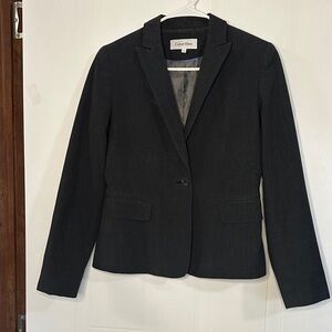 NWOT Calvin Klein Women's Lined Charcoal Blazer w/ pockets